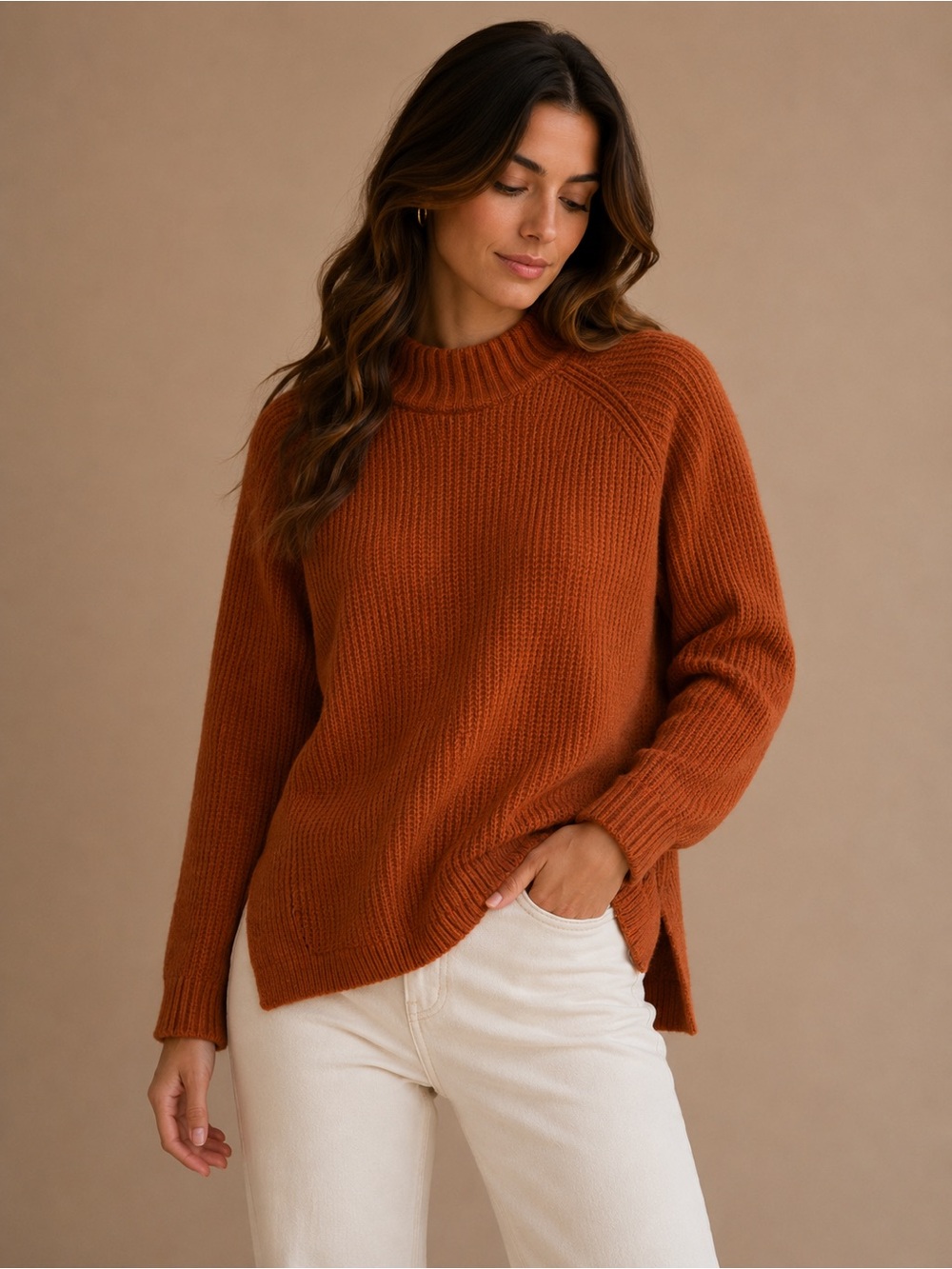 A New Day Rust Orange Turtleneck Sweater XL Chunky Fall Knit